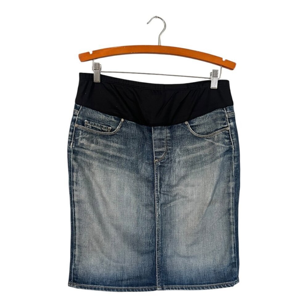 Paige Maternity Pull On Jean Skirt Blue Denim Size 30 Larchmont Knee Length